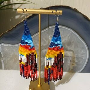 Colorful Beaded Fringe Earrings